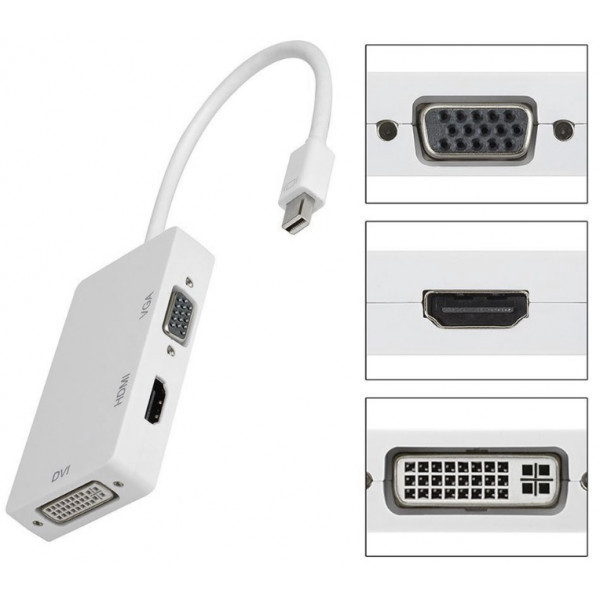 Перехідник mini DisplayPort M --> HDMI/VGA/DVI (24+5), FHD 1080p (S0713) Киев - изображение 1