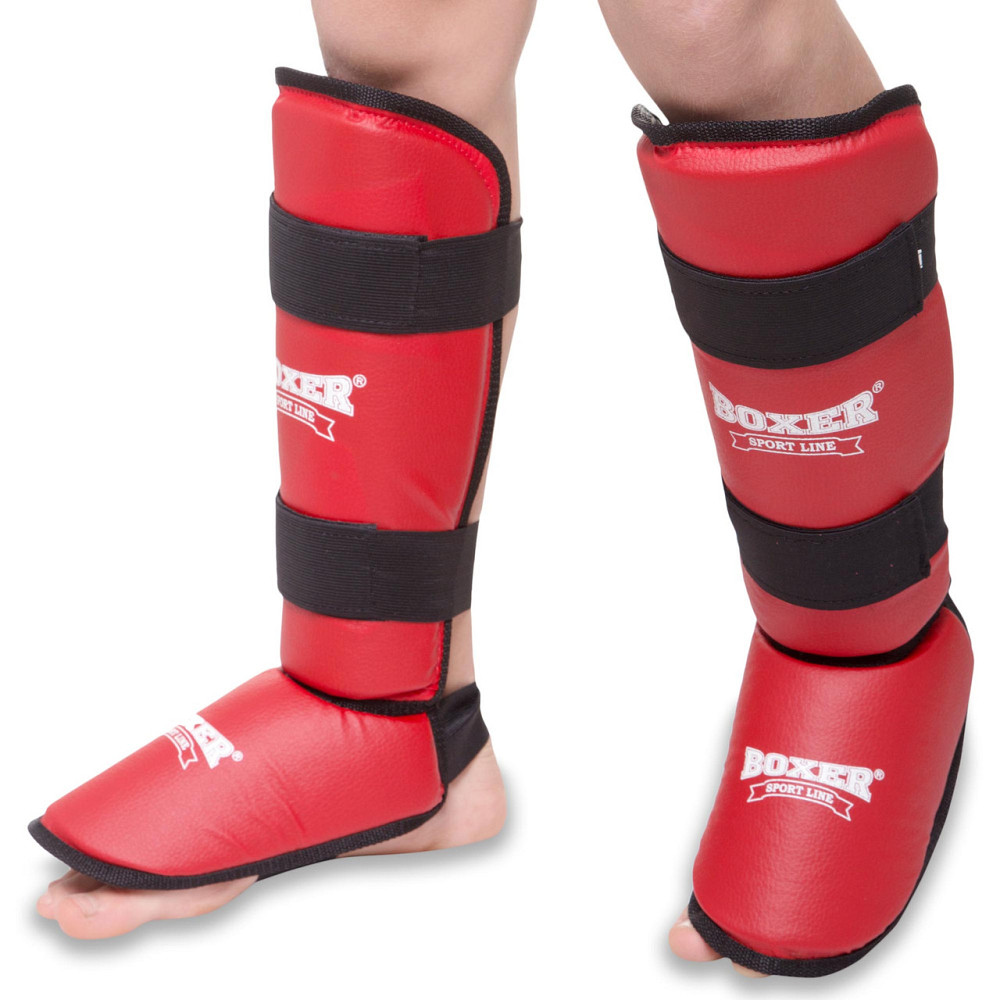 Защита для голени и стопы кожвинил BOXER 2002,  М Вишнёвое - изображение 2