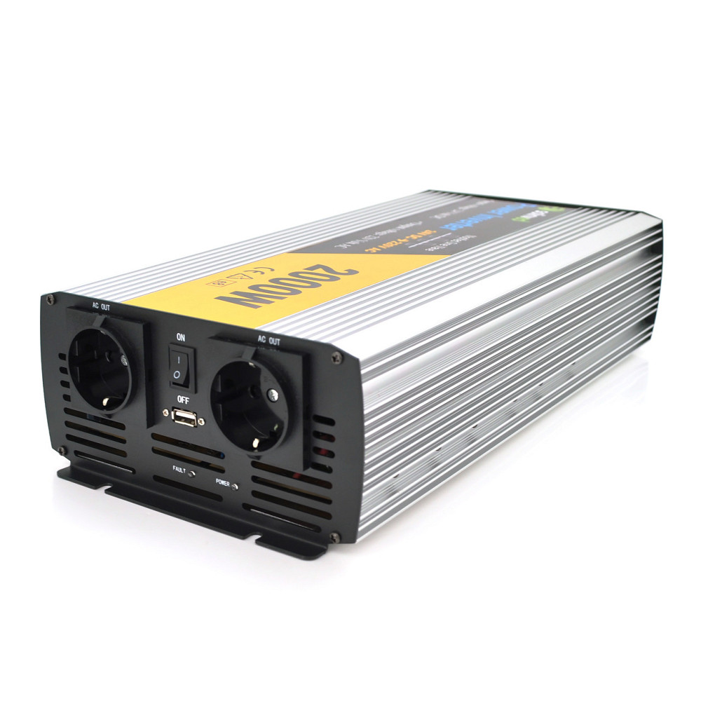 Інвертор напруги Solinved Sol-Yb24-2000M, 24V/220V, 2000W з апроксимованою синусоїдою, 2Shuko, USB, клемні дроти, Q5 Київ - фото 1