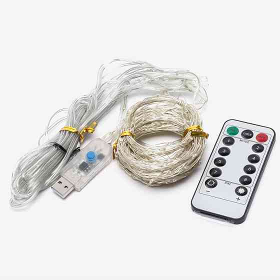 Гирлянда Штора Водопад,от USB,3x2м,с пультом,Белый свет SBR Киев