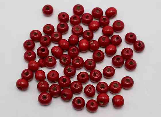 Червоні дерев’яні намистини 8 мм – набір 50 шт для рукоділля та прикрас Київ