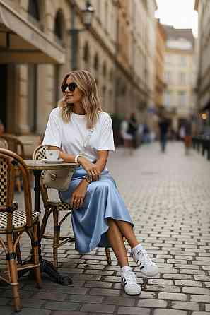 Женская юбка шелковая Голубой 50/52 Харьков