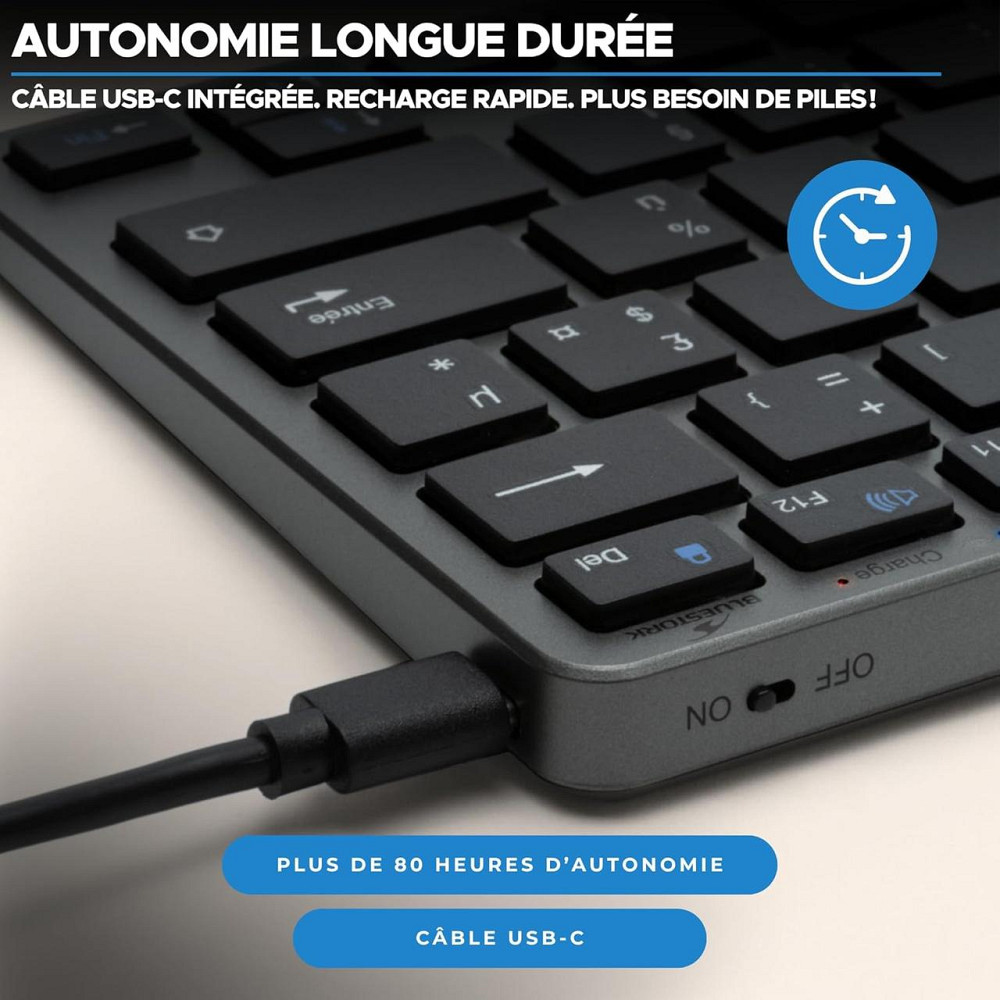 Беспроводная миниклавиатура Bluetooth 2,4 ГГц приемник тихая компактная 14 мультимедийных клавиш USB-C AZERTY Киев - изображение 3