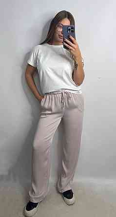 Женские штаны-палаццо из шелка Пудра XS-S Харьков