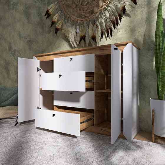 Комод в спальню Еверест Нордік-1400 140х38х95 см Білий + Дуб крафт золотий (DTM-5531) Львів