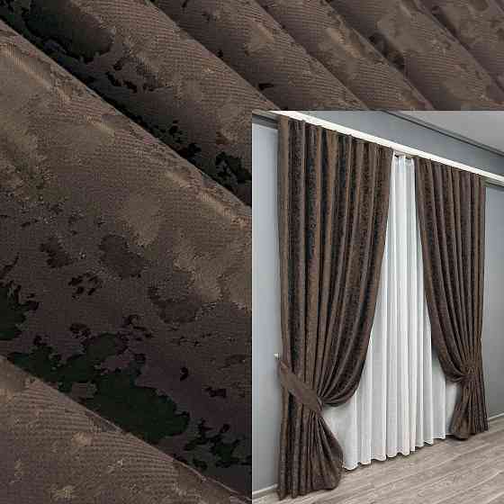 Комплект готових штор VR-Textil Льон мармур Pavliani ХО № 1910ш Венге 150х280 см 2 шт (33-0962) Київ