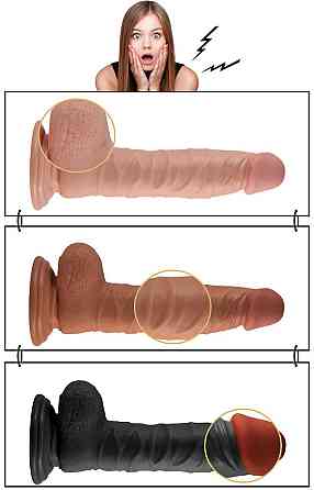Вібратор на присосці 8.5 Real Extreme Vibrating Dildo Flesh Sex Aura Київ