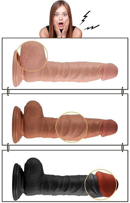 Вибратор на присоске 8.5 Real Extreme Vibrating Dildo Flesh Sex Aura Киев - изображение 4