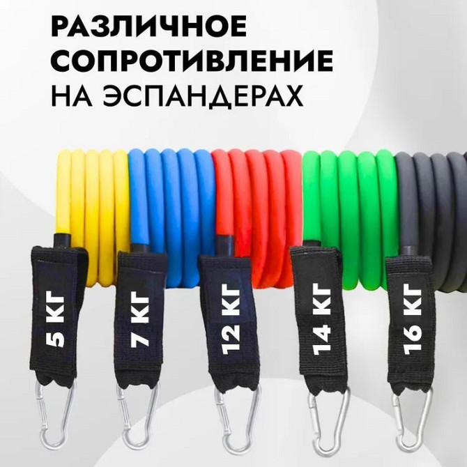 Фітнес вправи, Набір еспандерів для вправ 5 шт, Тренажер для дому на всі групи Стрічка пілатесу WK-27 Київ - фото 3