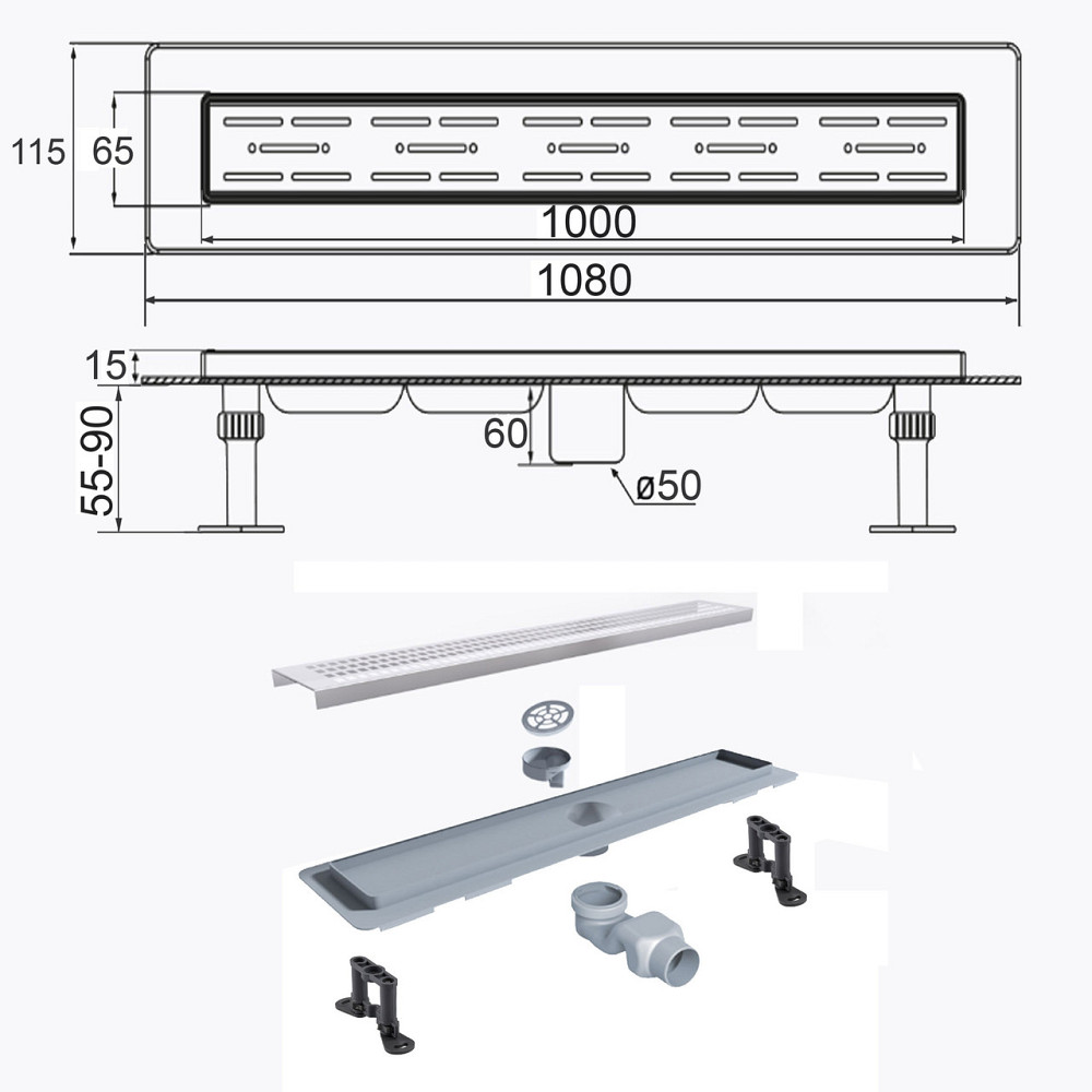 Трап линейный душевой TILLO TM009-100 100см (000025861) Киев - изображение 8