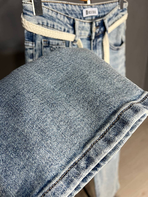 Джинси жіночі Dicesil 9153 palazzo jeans широкі стрейчеві завишена талія палаццо ремінь косичка блакитні, блакитний, 28, 28, 74 см, 100 см Київ - фото 15