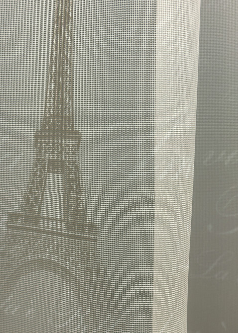 Тюль VR-Textil 1752т с принтом Париж Бежевый с белым 300х270 см (42-0784) Киев - изображение 6