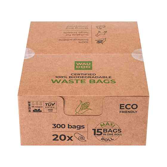 Биоразлагаемые пакеты WAUDOG для уборки за животными, МАКСИ, 22х33 см, уп. 20 рул (300 шт) Киев