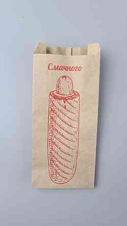 Паперові пакети саше крафт бурей, 90х40х210, 40 г/м2, друк Хот-Дог (100 шт.) Харків