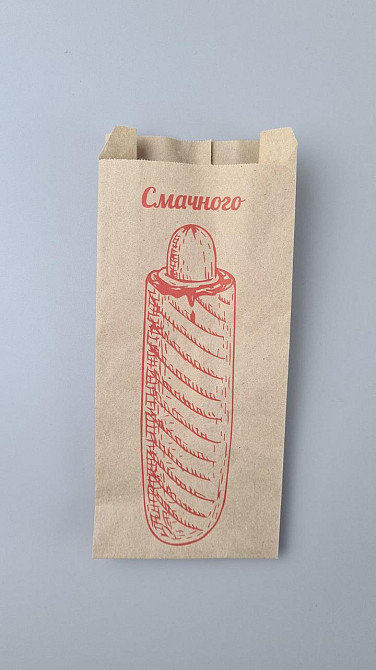Паперові пакети саше крафт бурей, 90х40х210, 40 г/м2, друк Хот-Дог (100 шт.) Харків - фото 2