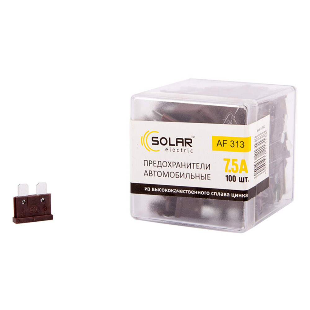 Набір запобіжників Solar "стандарт", цинковий сплав 7,5А, 100шт Київ - фото 1