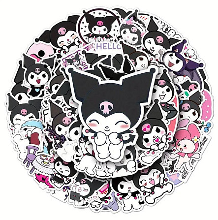 50 шт. Наклейки Kuromi | Японські kawaii стікери для декору, блокнотів, подарунків Київ - фото 2