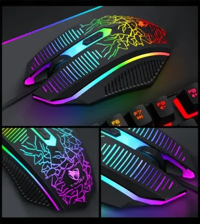 Игровой комплект клавиатура и мышь наушники коврик 4в1 Linmoni TF-400 Kit с RGB подсветкой для геймеров Коломия