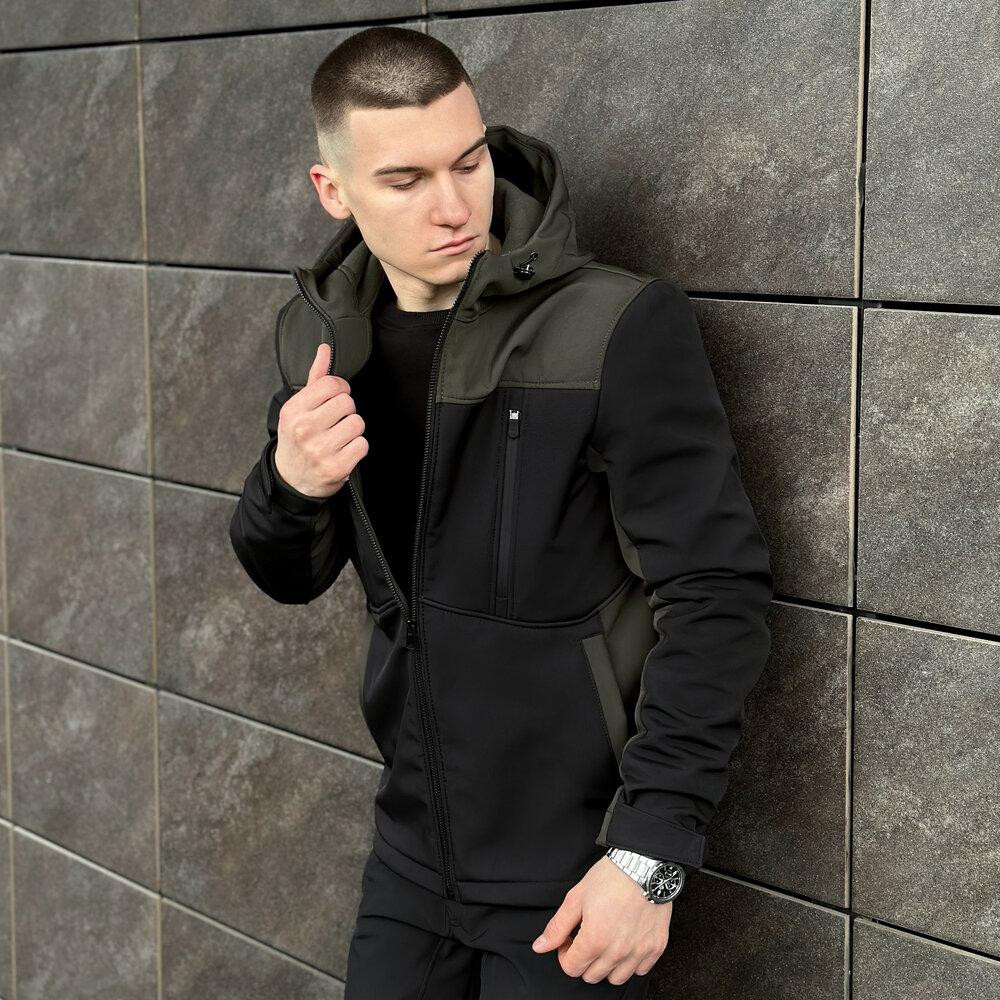 Софтшелл куртка чоловіча M чорний з хакі Pobedov Setup Київ - фото 10