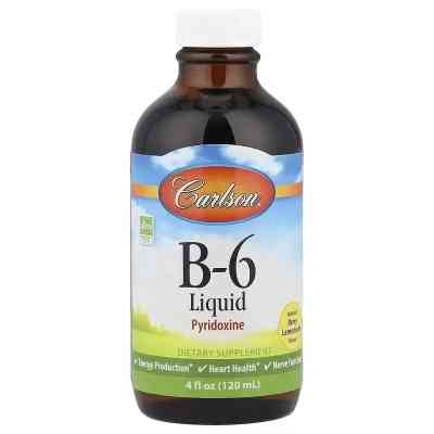 Вітамінно-мінеральний комплекс Carlson Вітамін B6 у краплях, 100 мг, смак ягідного лимонаду, B-6 Liquid, (CAR-02381) Вінниця