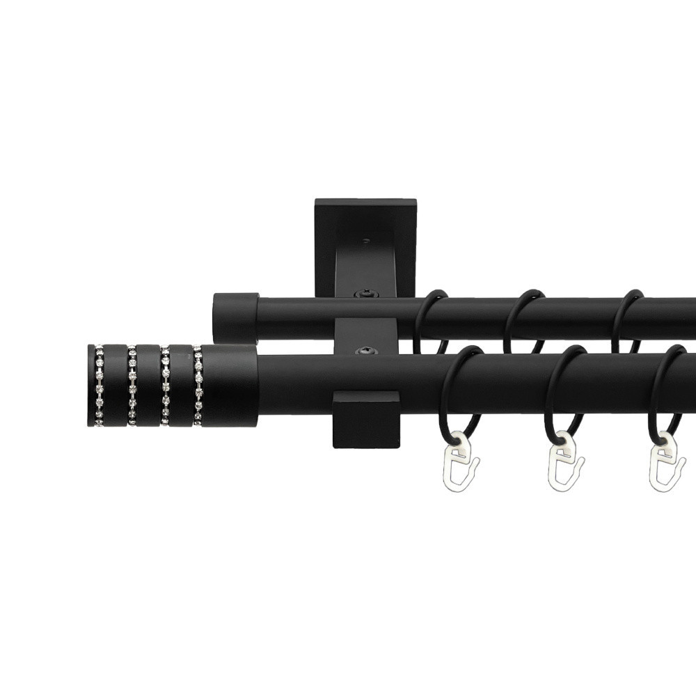 Карниз Orvit Барамелла металевий дворядний техно гладка труба кільце металеве Чорний Оксамит 25\19 мм 300 см Львов - изображение 1