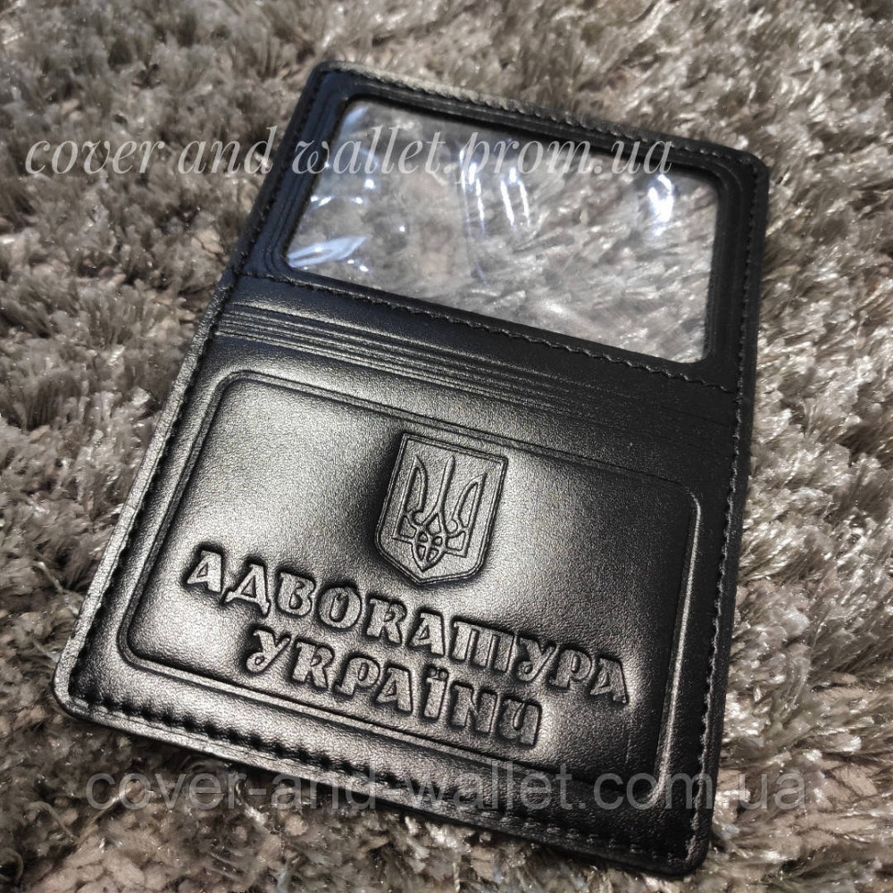 Кожаная обложка на удостоверение адвоката черного цвета PS Leather Киев - изображение 3