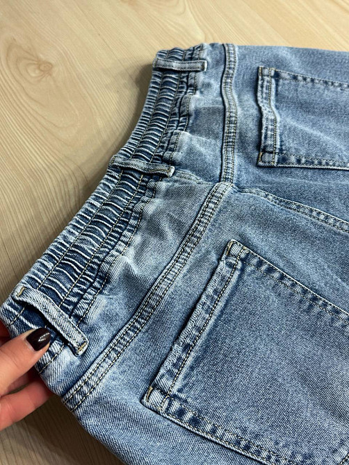 Джинсы женские Liana 1-056 MOM jeans на резинке со шнурком стрейчевые большие размеры голубые, голубой, З8, 38, 106 см, 123 см Киев - изображение 12
