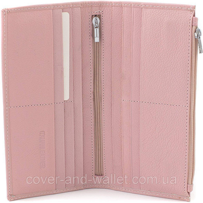 Светло розовый женский тонкий кошелёк на магнитах и ​​молнии ST 006 pink Киев - изображение 2