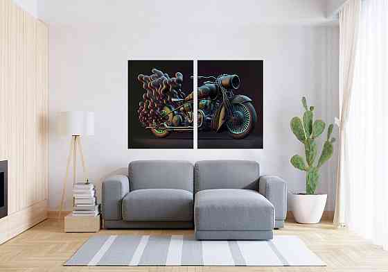 Модульна картина у вітальню/ спальню Крутий Мотоцикл TLV-2_139 120х170 см Київ