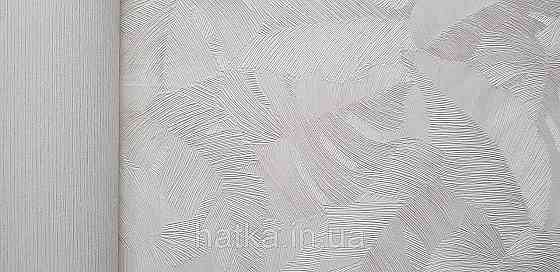 Шпалери вінілові на флізеліні Grandeco Time метрове листя монстери структурні білі сріблясті Київ