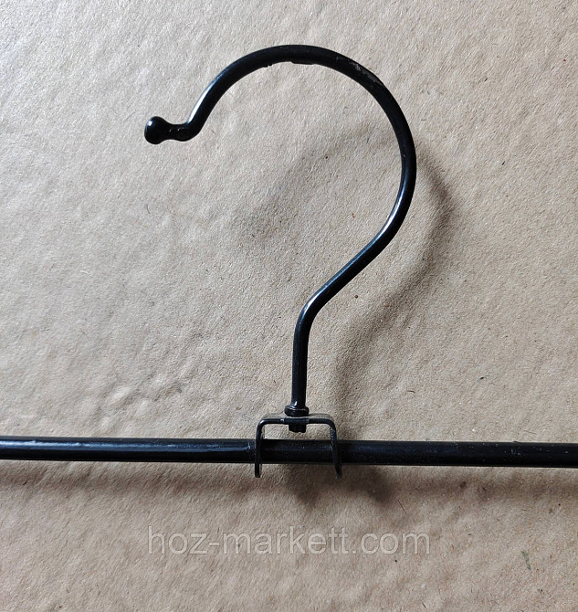 Плічка вішалки тремпеля чорні брючні прищіпка і гачок 35 см 10 шт в уп Харків - фото 3