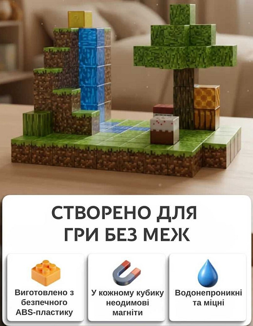 Магнитный конструктор minecraft 128 кубика. Харьков - изображение 2