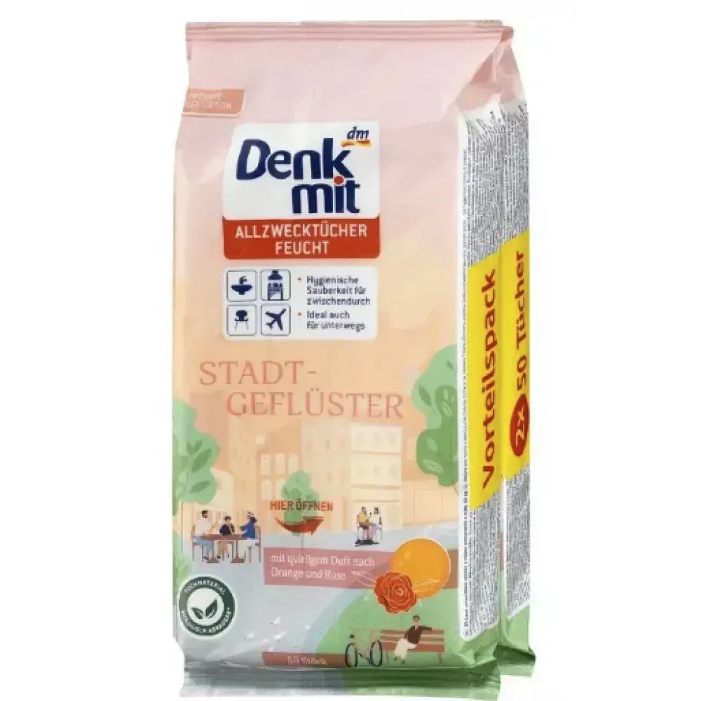 Универсальные влажные салфетки Denkmit Allzwecktücher Feuchte Stadtgeflüster 50шт Львів - фото 1