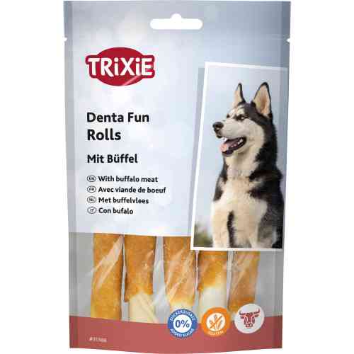 Лакомство Trixie Denta Fun Rolls with Buffalo для собак Палочка для чистки зубов с мясом буйвола 12 см 70 г 5 шт Киев