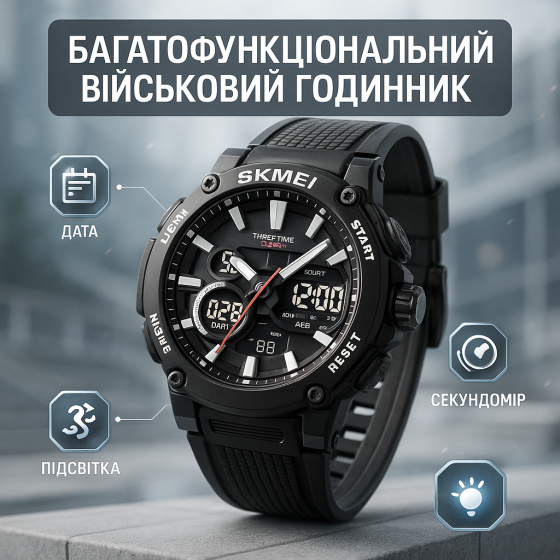 Наручные часы с электронным механизмом SKMEI 2219BK, Часы спортивные многофункциональные CK-87 Львов