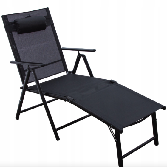 Садовий шезлонг з алюмінієвою рамою Jumi Monako чорний Київ