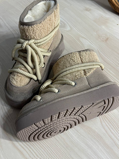 Угги женские Hengji 52-3 замшевые сноубутсы с мехом тедди на высокой подошве бежевые, 37, 23,5 см Киев - изображение 14