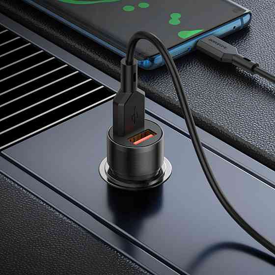 Автомобільний зарядний пристрій BOROFONE BZ19 Wisdom dual port car charger set(Type-C) Black Киев