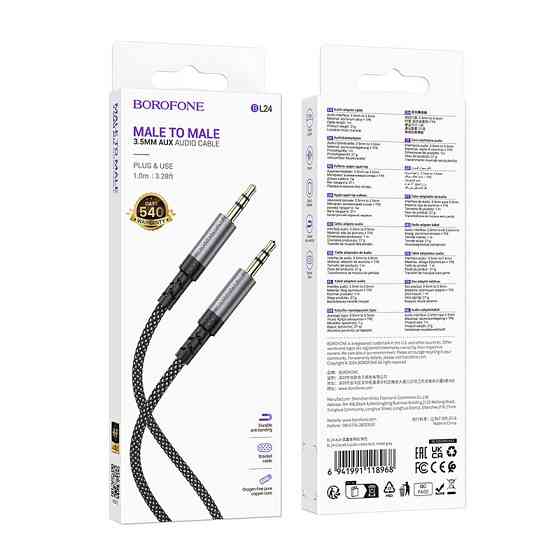 Аудио кабель BOROFONE BL24 Graceful audio cable AUX Metal Grey Одеса