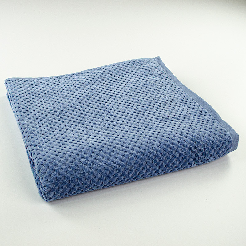 Набор махровых полотенец однотонных 2шт 50x90см, 70x140см Damask Премиум качества Жаккардовое с велюром 550г/м2 (Синий) Сумы - изображение 2