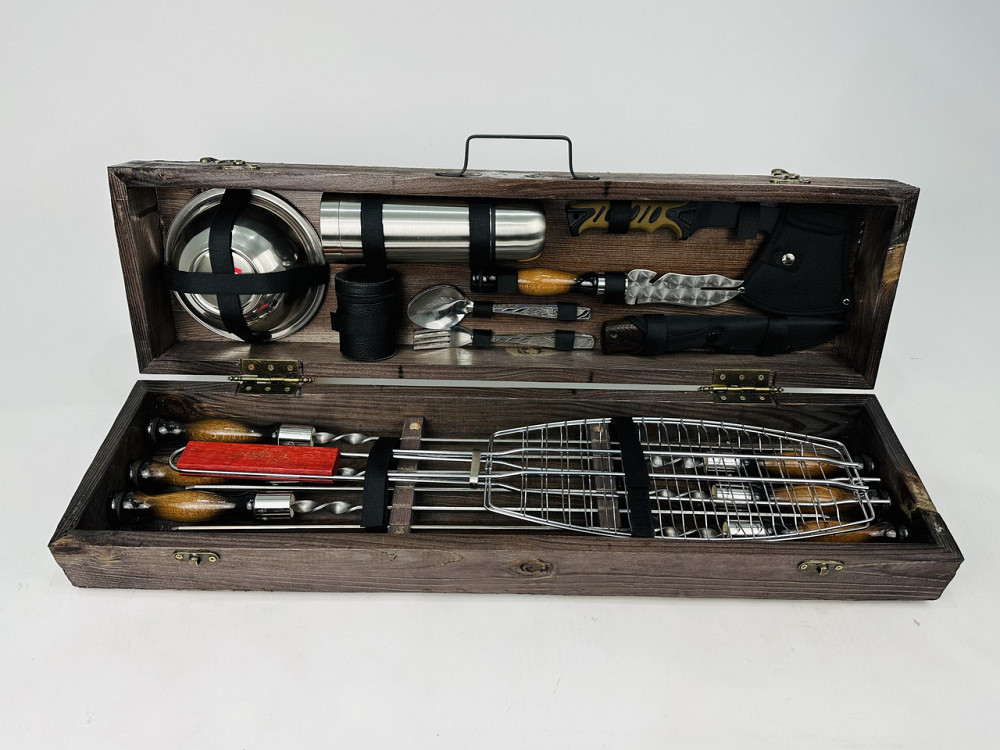 Подарунковий набір шампурів у дерев'яному кейсі РИБАК HAPPY DAYS Тернопіль - фото 1