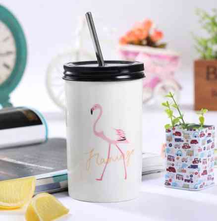 Склянка з трубочкою Рожевий Фламінго Вінниця
