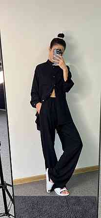 Костюм-трійка жіночий літній креп-жатка Чорний XS-S Харків