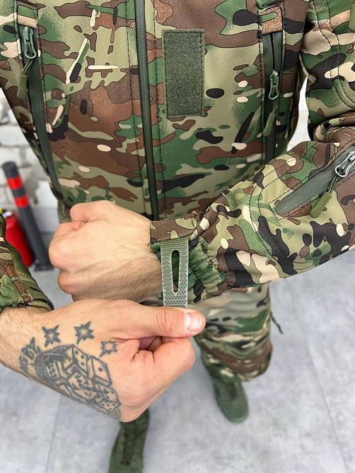 Тактичний комплект демісезонний Softshell 4 в 1 (куртка, штани, кофта, бейсболка) Мультикам XL Вінниця - фото 4