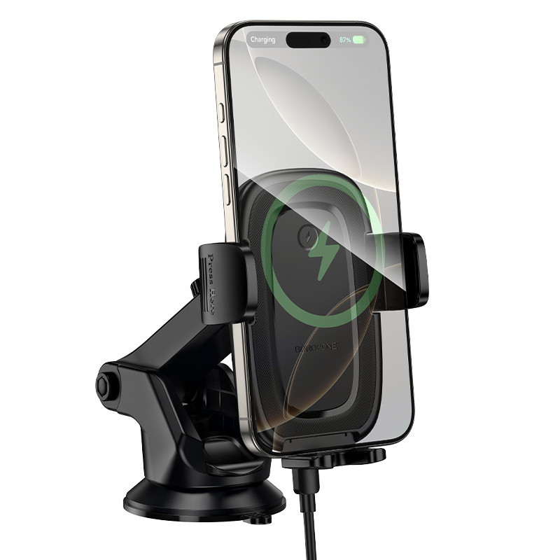 Автомобильный держатель для телефона с БЗП BOROFONE BH223 Follower push-type wireless fast charging car holder(center console) Одесса - изображение 3