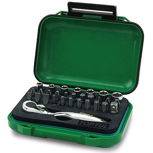 Набір торцевих головок і біт з тріскачкою TOPTUL 1/4" 30ед. GABW3001 Одеса