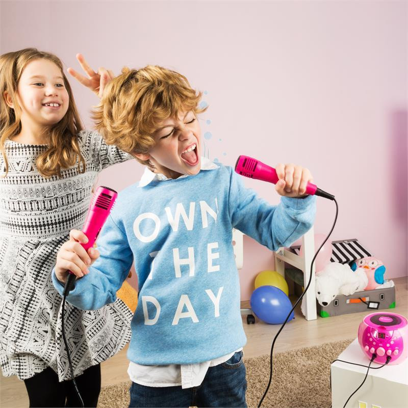 Портативна караоке-система SingSing LED На батарейках 2 мікрофони Рожевий (Німеччина, читати опис) Рівне - фото 3