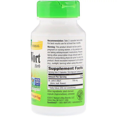 Травы Nature's Way Зверобой, St. John's Wort, 350 мг, 100 капсул (NWY-17300) Винница - изображение 2