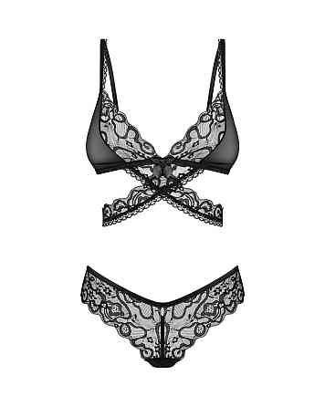 Комплект Obsessive Blomentis 2-pcs set, XS/S, мереживний, ліф із зав’язками на спині, трусики-сліпи Sex Aura Київ
