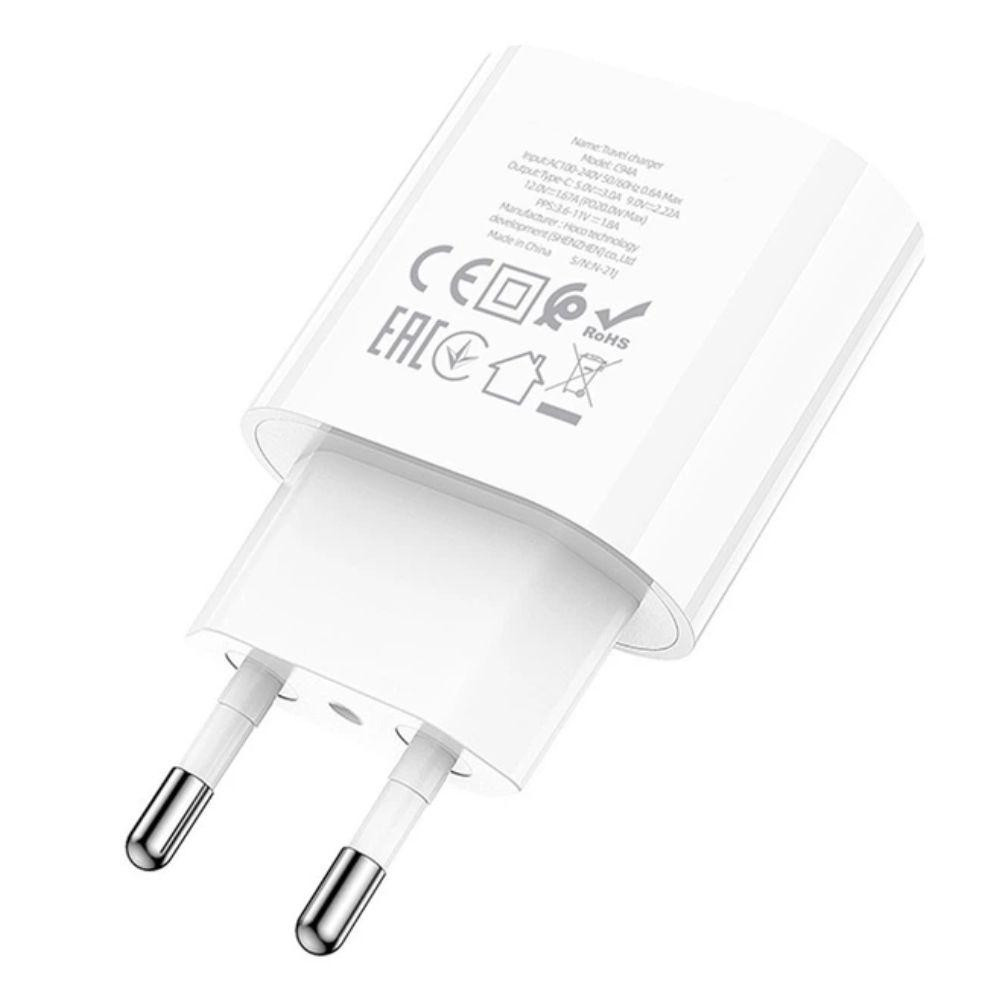 Мережевий зарядний пристрій з кабелем HOCO C94A Metro single port PD20W charger set(Type-C to Type-C) White Одеса - фото 6